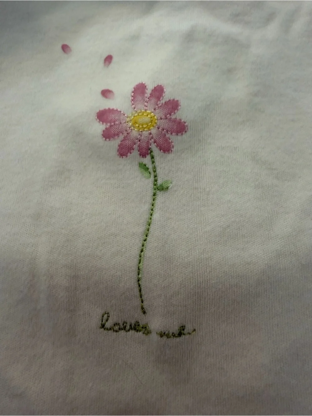 Cream Baby Girl Floral Tee with Pink Flower Embroidery Gymboree